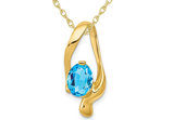 1.30 Carat (ctw) Blue Topaz Pendant Necklace in 14K Yellow Gold with Chain